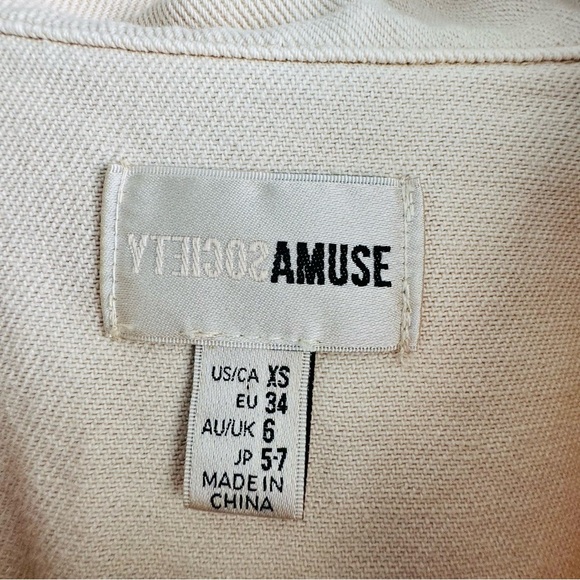 Amuse Society Dorr Revolve Women's Cream jean Jacket tie waist size XS - Picture 3 of 10